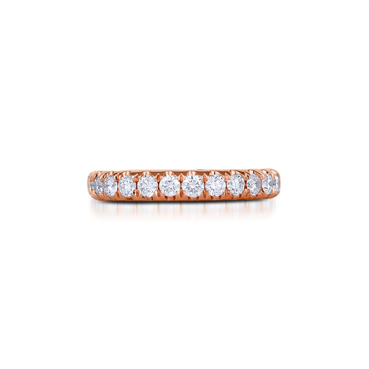 14K Rose Gold Diamond Band, Prong Set