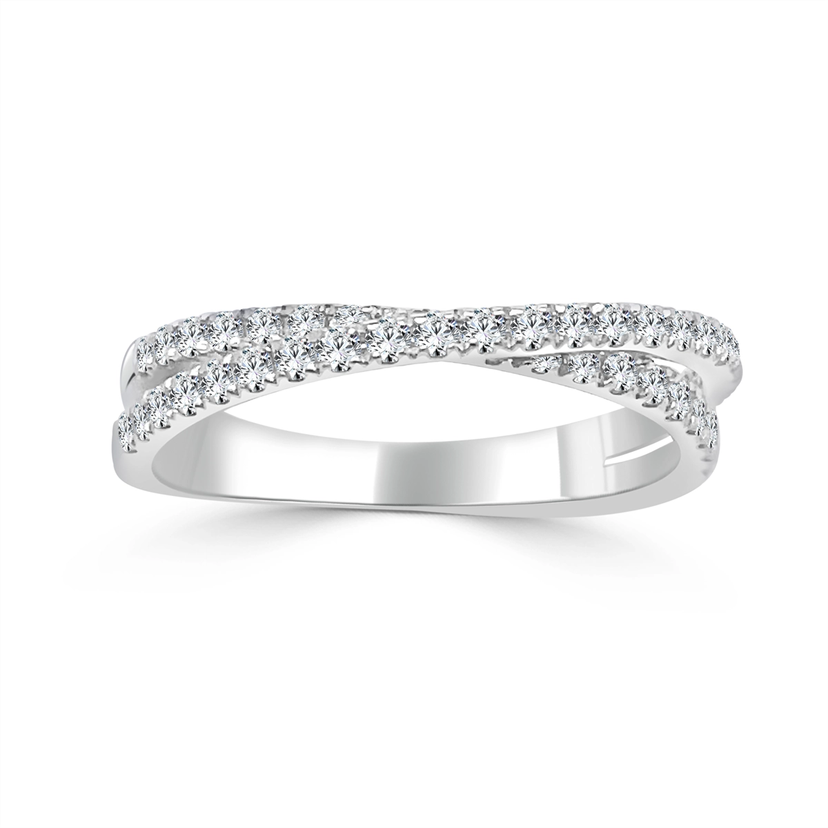 14K White Gold Crisscross Diamond Band