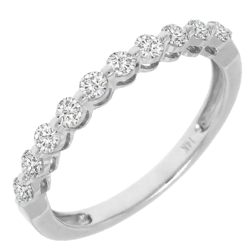 14K White Gold Diamond Band