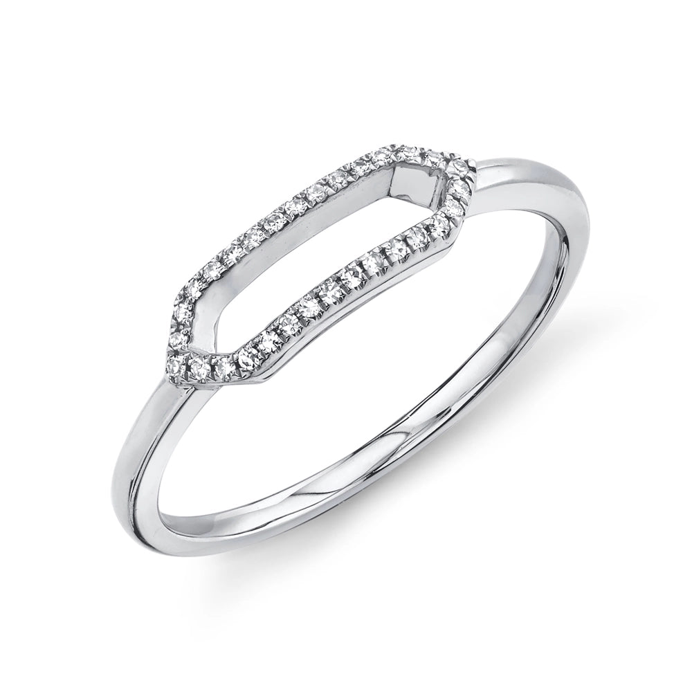 14K White Gold Diamond Bar Ring