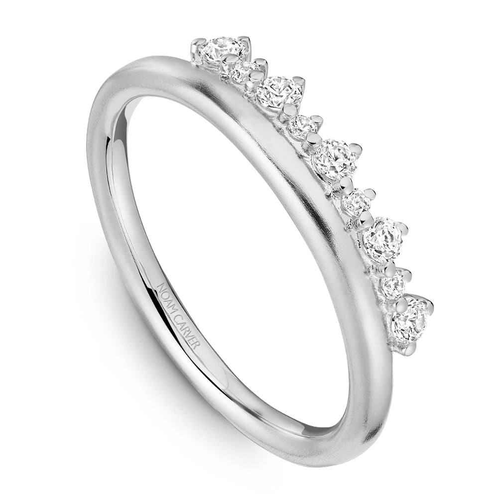 14K White Gold Diamond Brushed Band