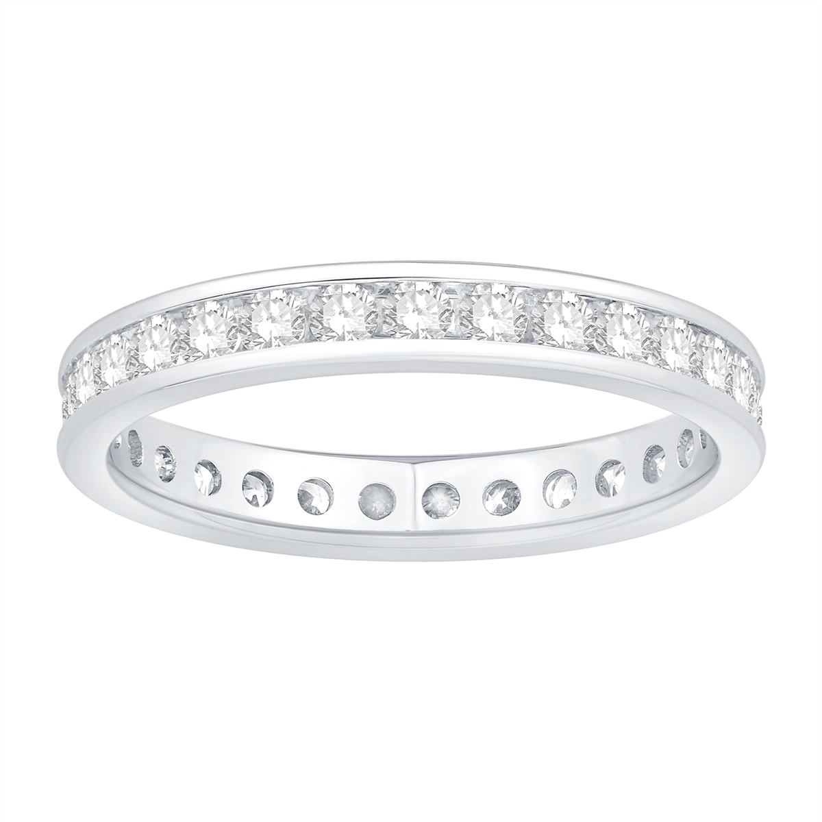 14K White Gold Diamond Eternity Wedding Band, Channel Set