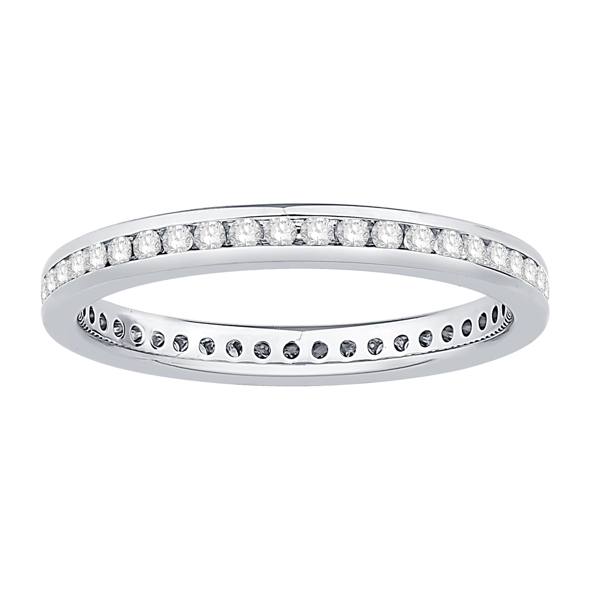 14K White Gold Diamond Eternity Wedding Band, Channel Set