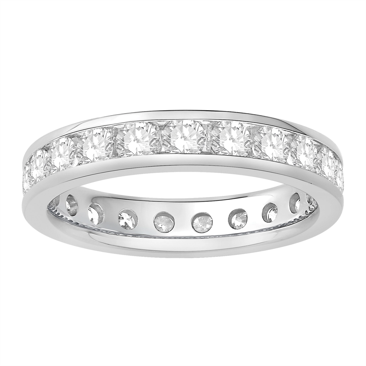 14K White Gold Diamond Eternity Wedding Band, Channel Set