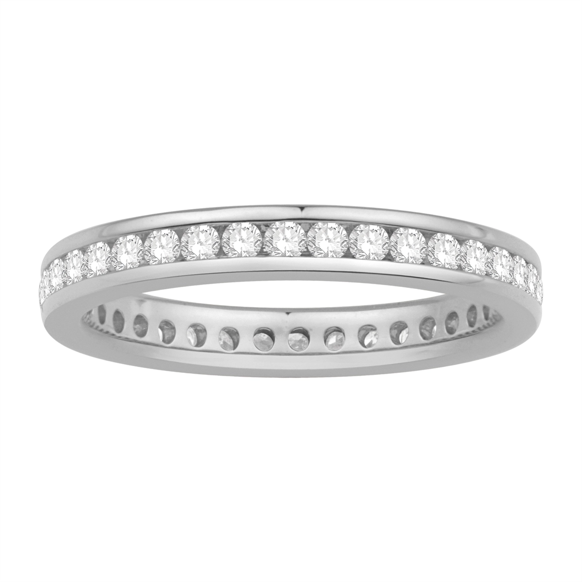 14K White Gold Diamond Eternity Wedding Band, Channel Set