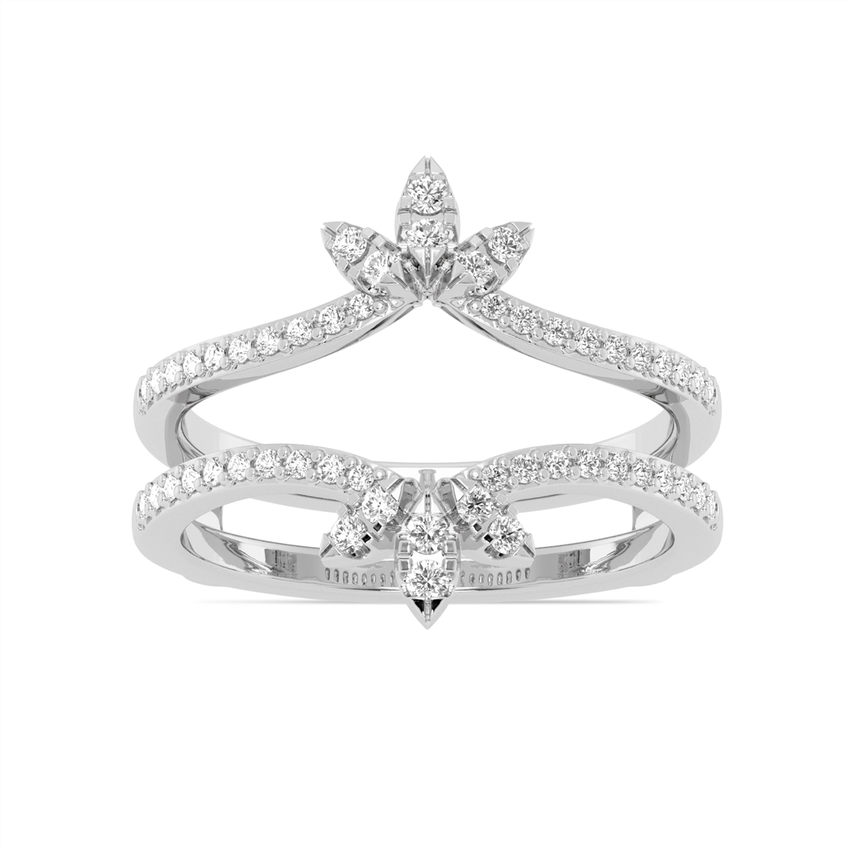 14K White Gold Diamond Ring Guard