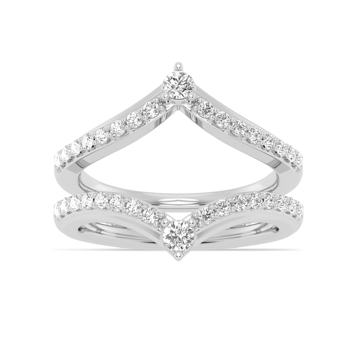 14K White Gold Diamond Ring Guard