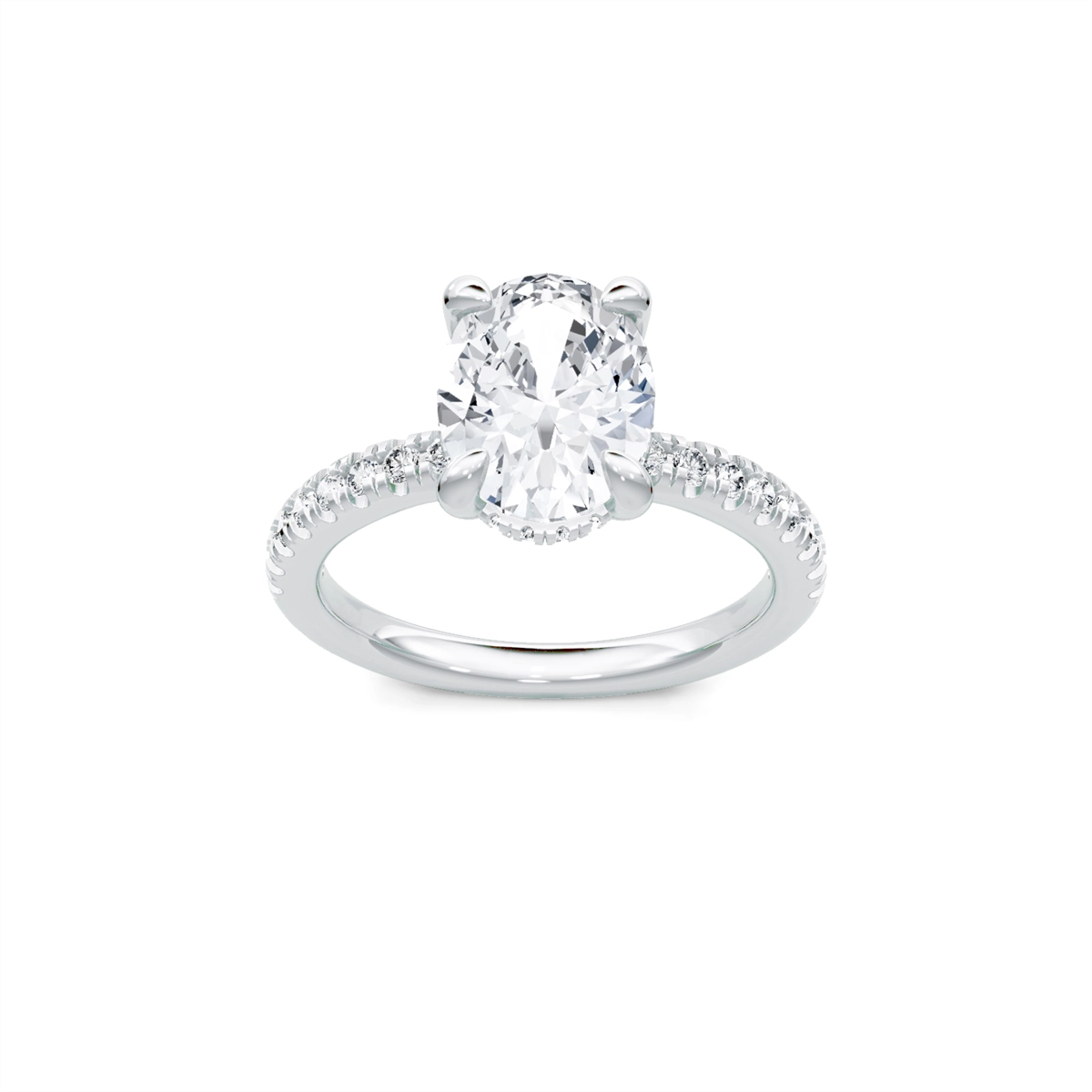 14K White Gold Diamond Semi-mount with Hidden Halo