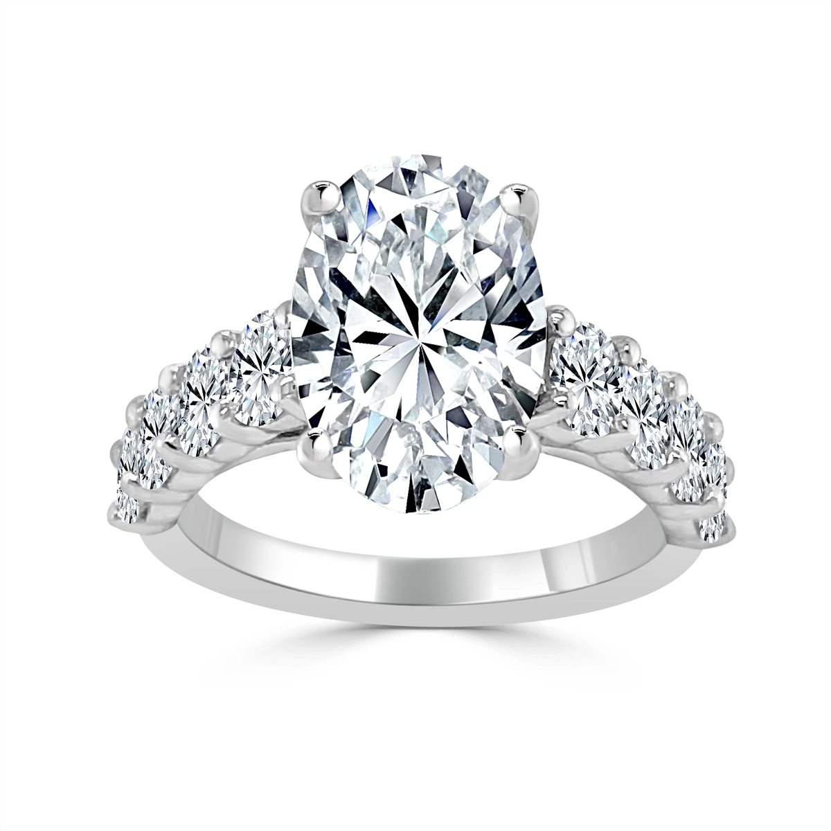 14K White Gold Diamond Semi-mount with Oval Sides