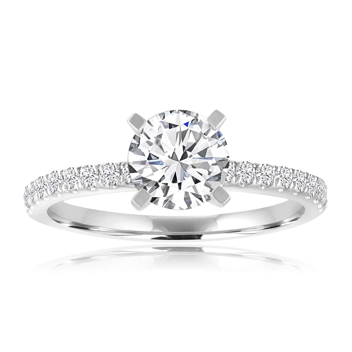 14K White Gold Diamond Semi-mount with Round Head