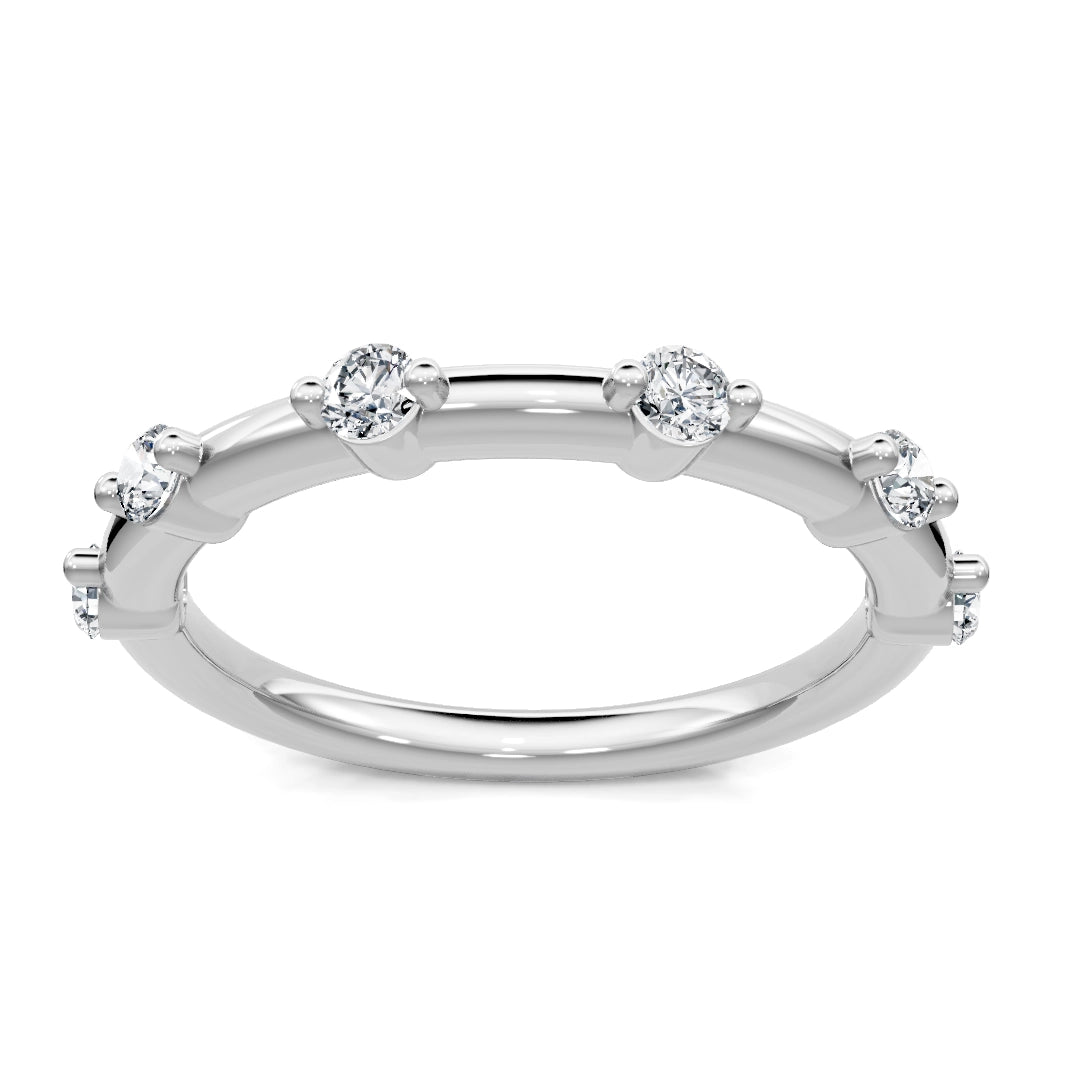 14K White Gold Diamond Single Set Band