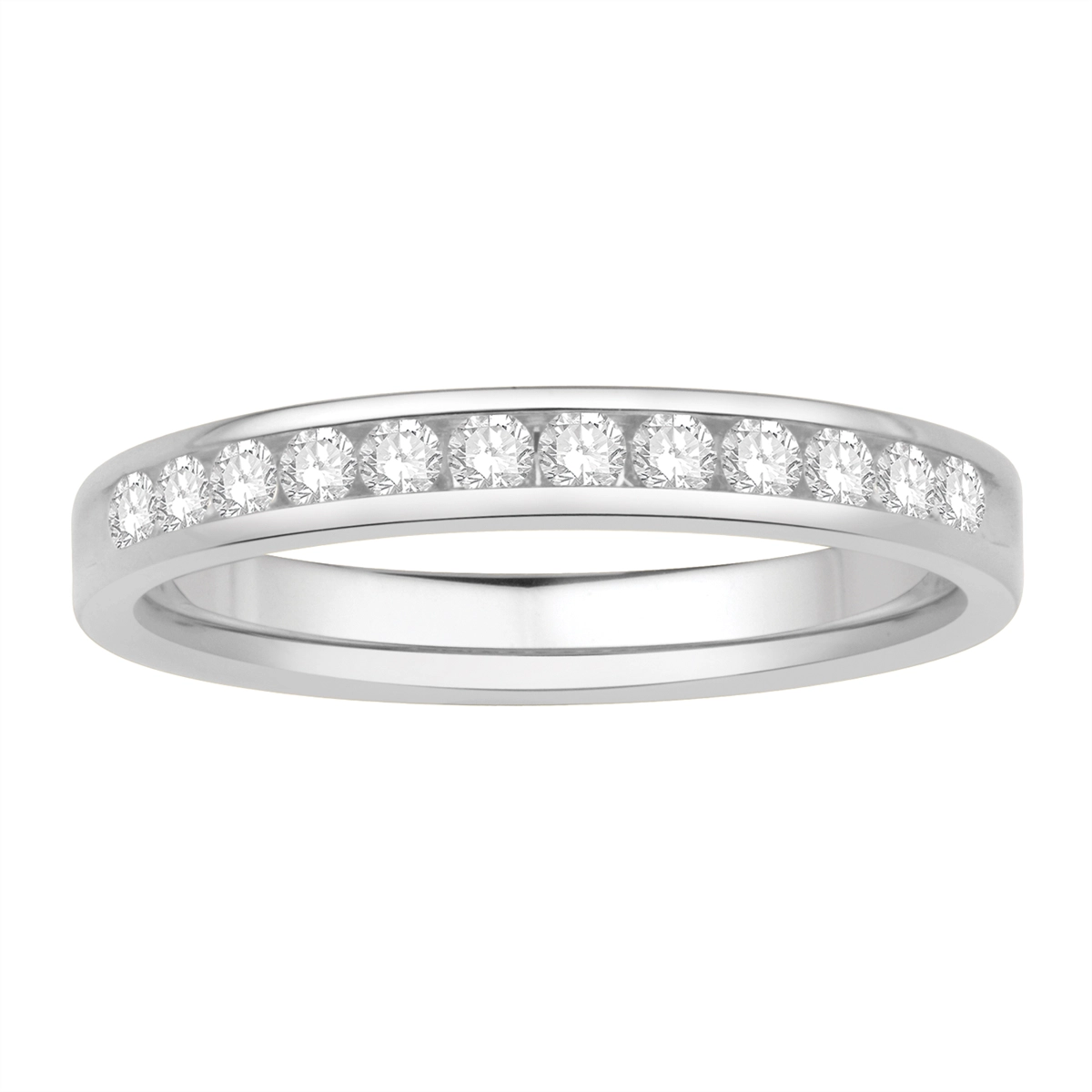 14K White Gold Diamond Wedding Band, Channel Set