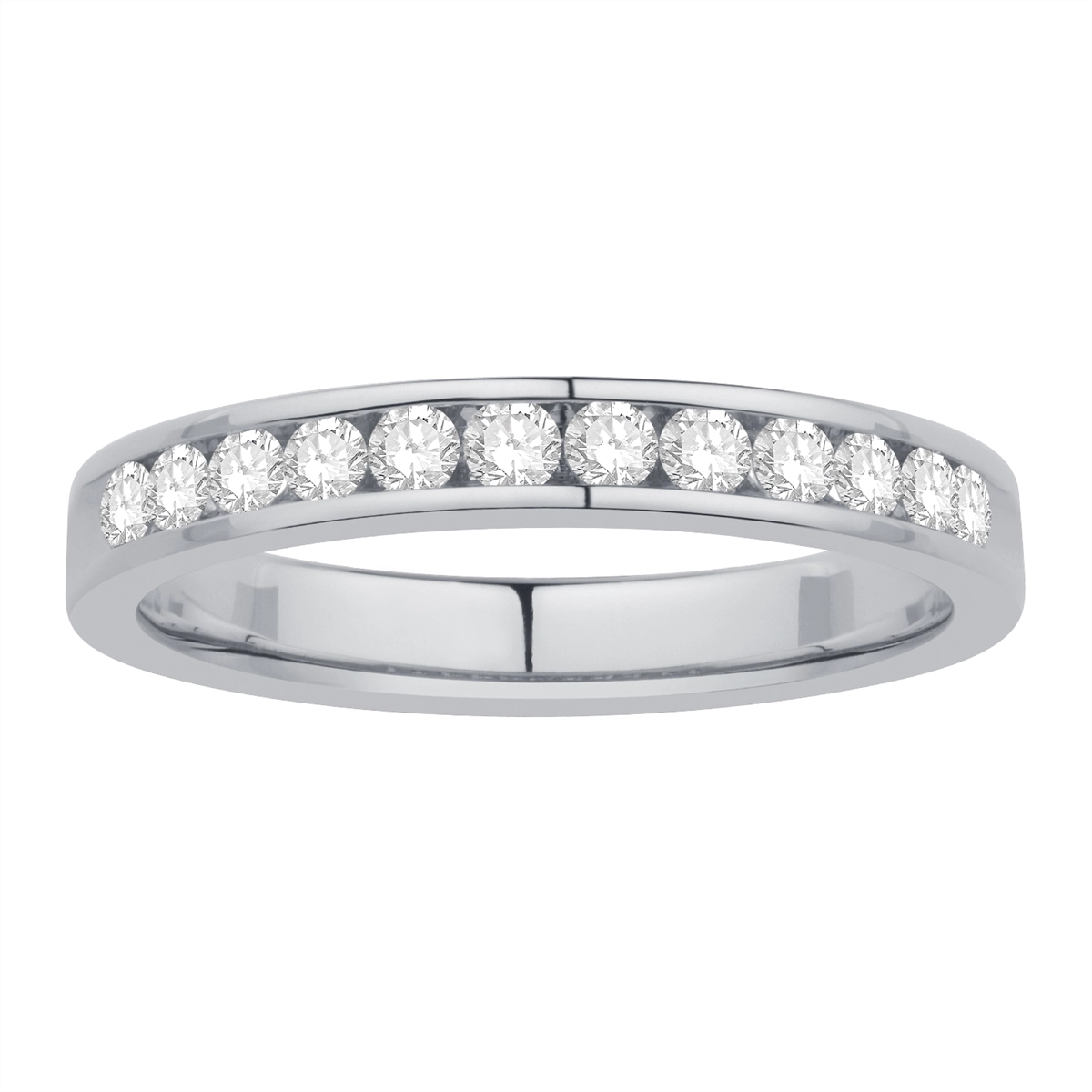 14K White Gold Diamond Wedding Band, Channel Set