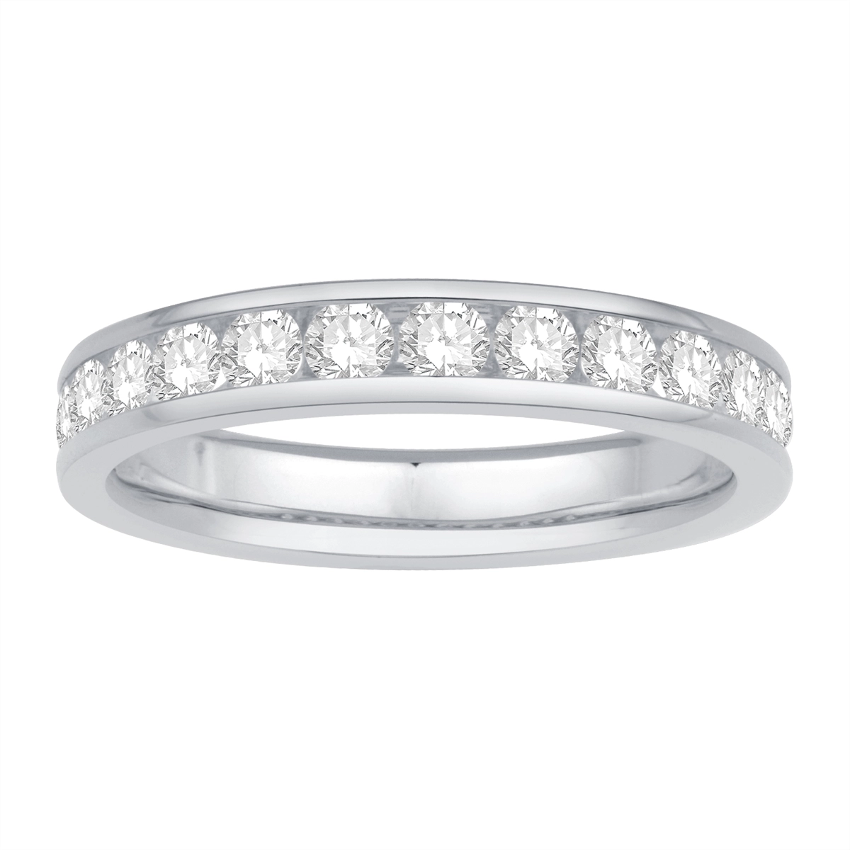 14K White Gold Diamond Wedding Band, Channel Set