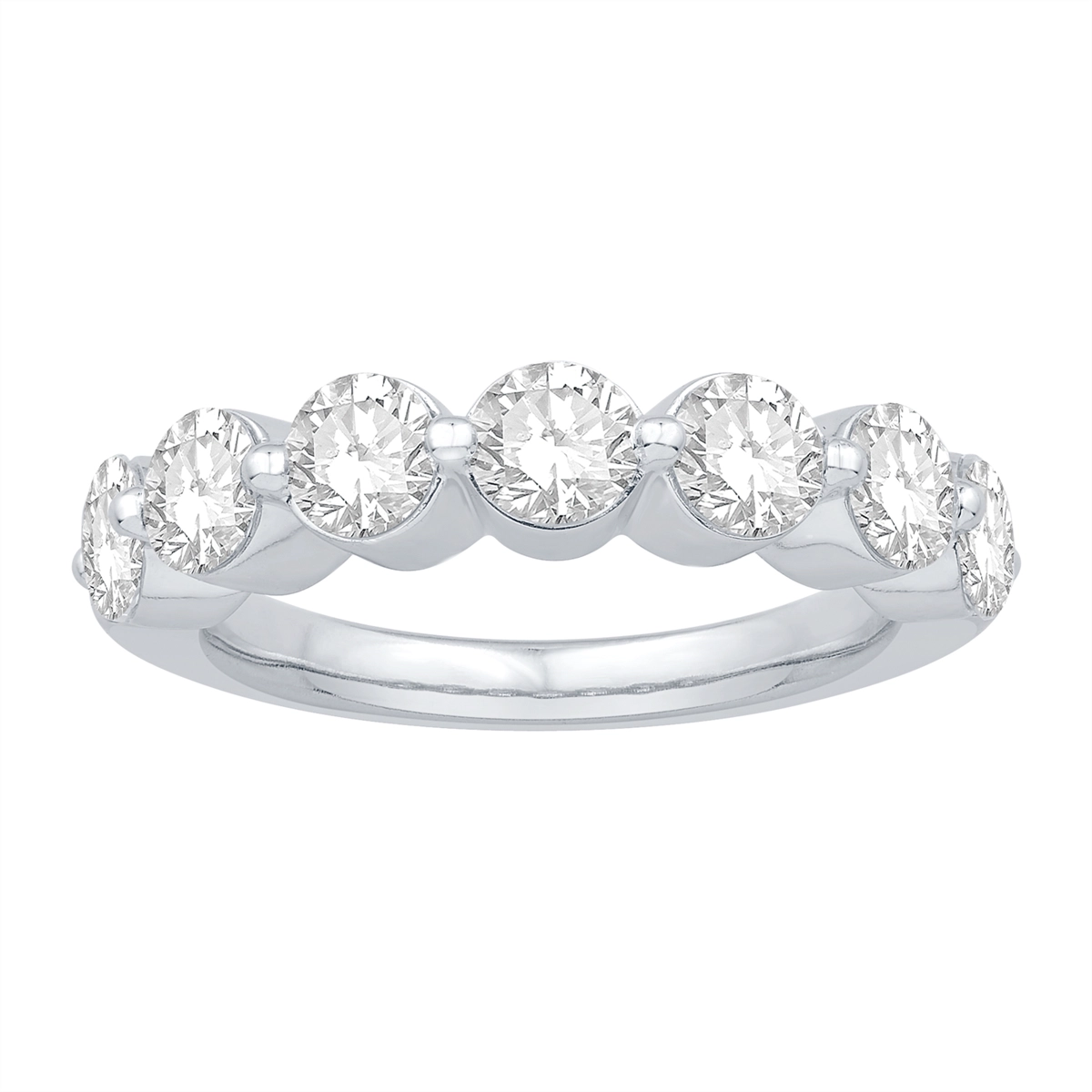 14K White Gold Diamond Wedding Band, Prong Set