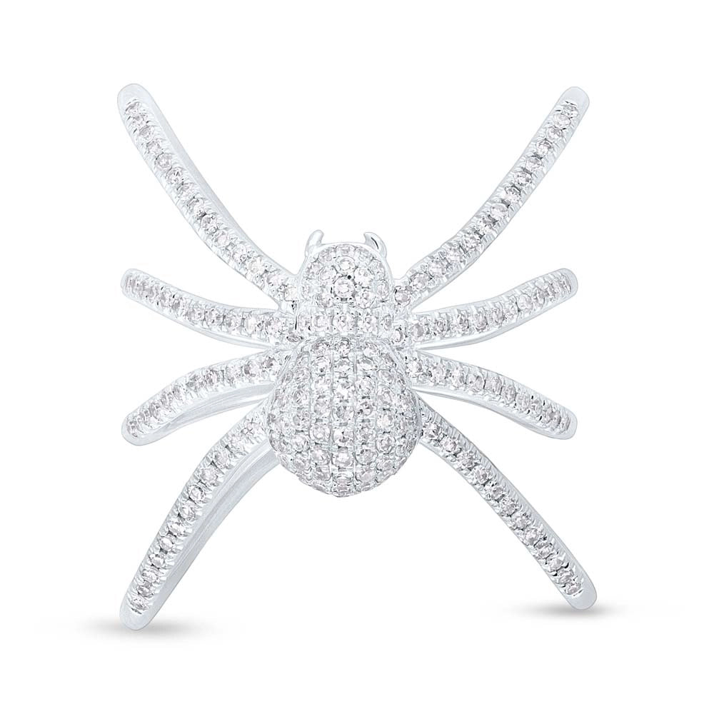 14K White Gold Pave Diamond Spider Ring