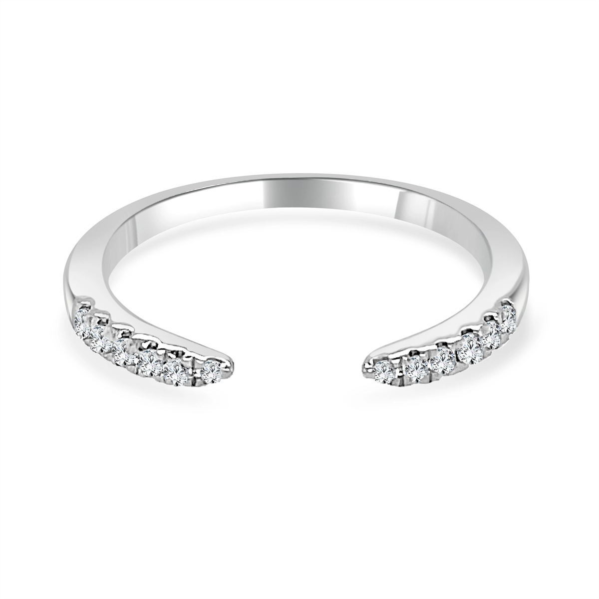 14K White Gold Petite Round Diamond Open Band