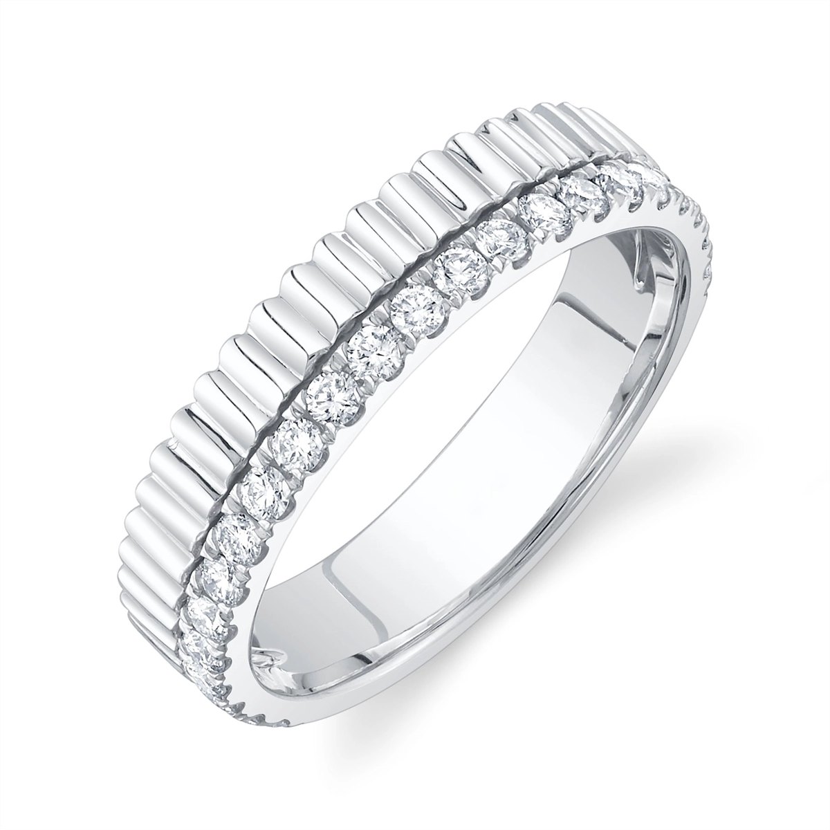 14K White Gold Rigged Diamond Band