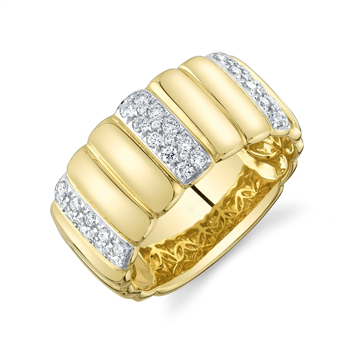 14K Yellow Gold Banded Diamond Ring