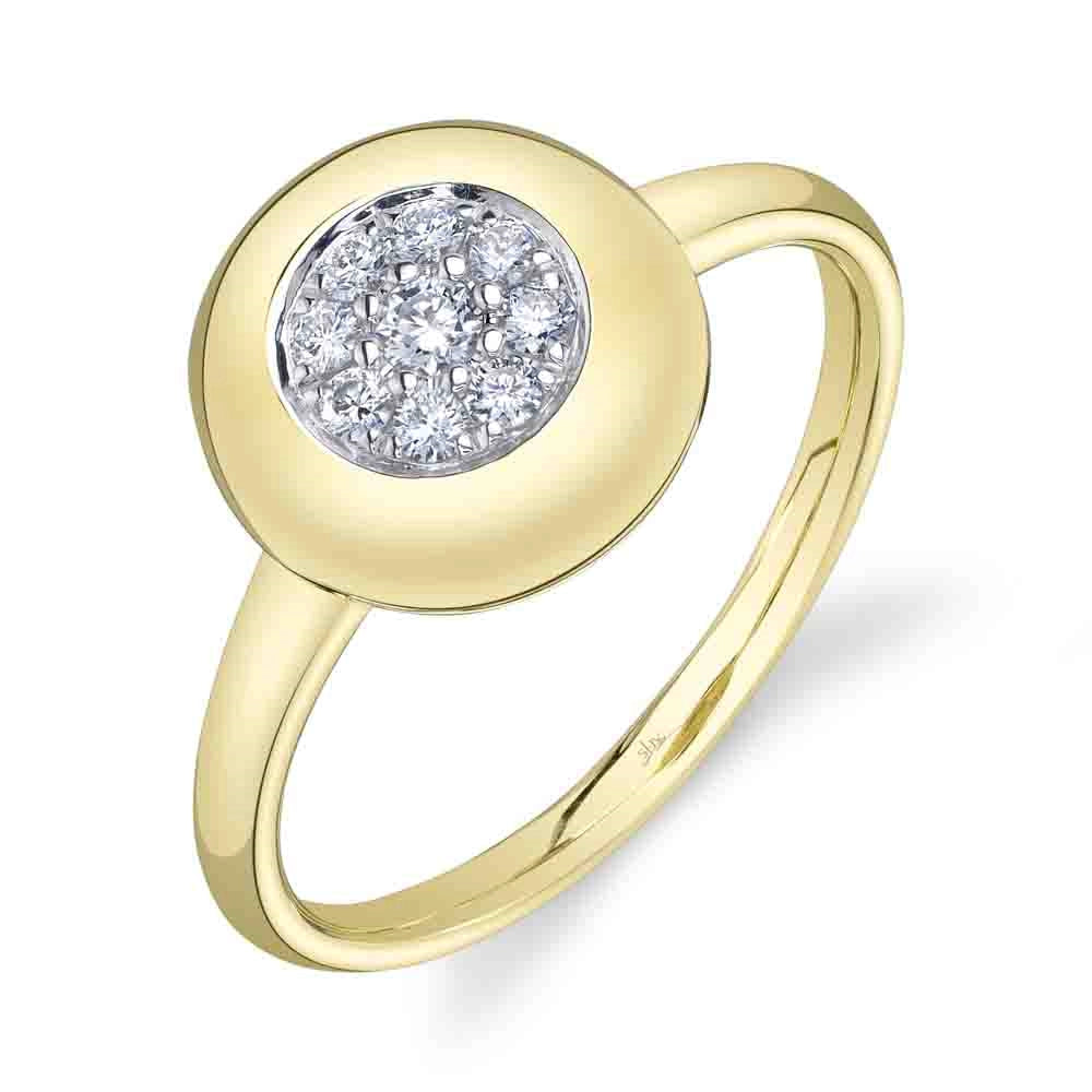 14K Yellow Gold Bezeled Cluster Diamond Ring