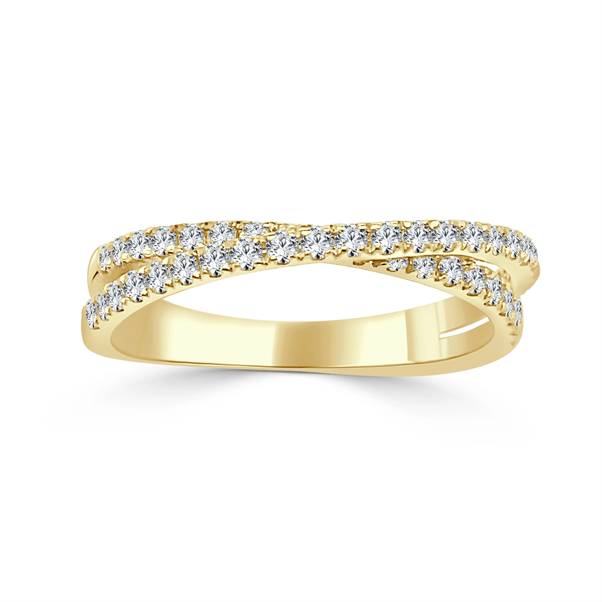 14K Yellow Gold Crisscross Diamond Band