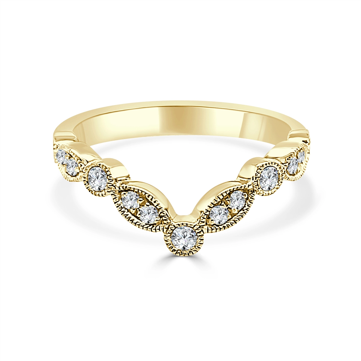 14K Yellow Gold Curved Diamond Band