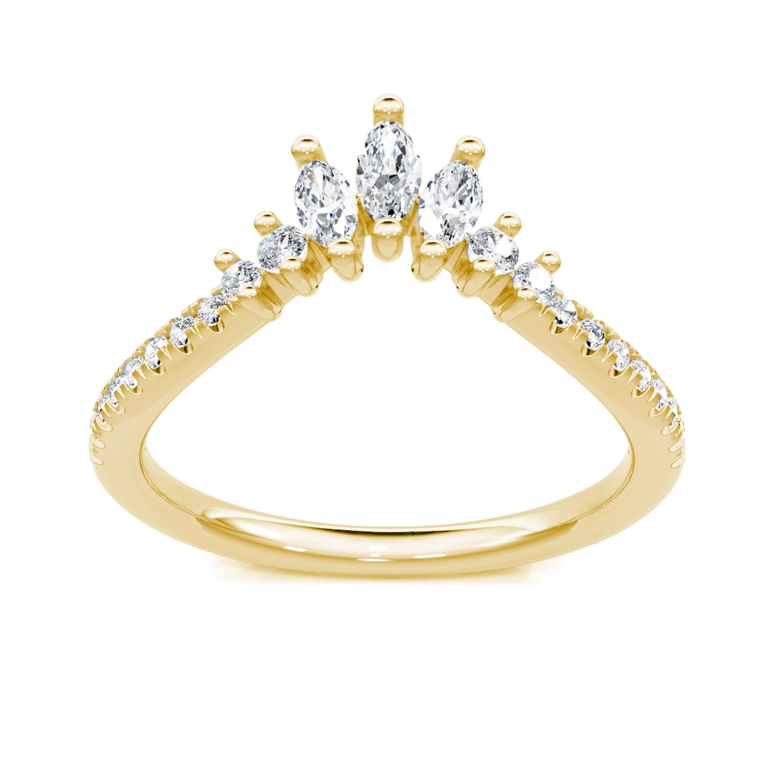 14K Yellow Gold Curved Diamond Band