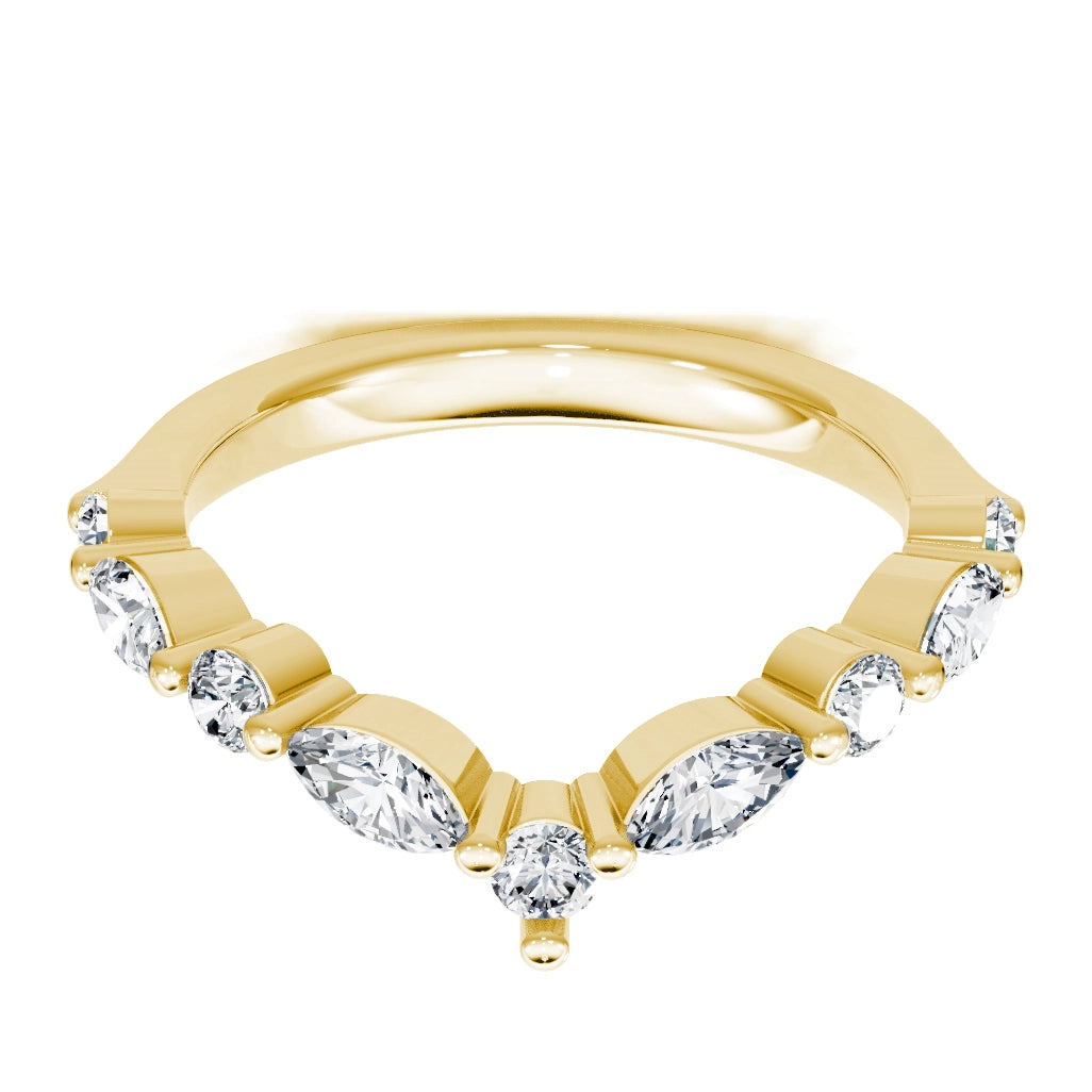 14K Yellow Gold Curved Diamond Band