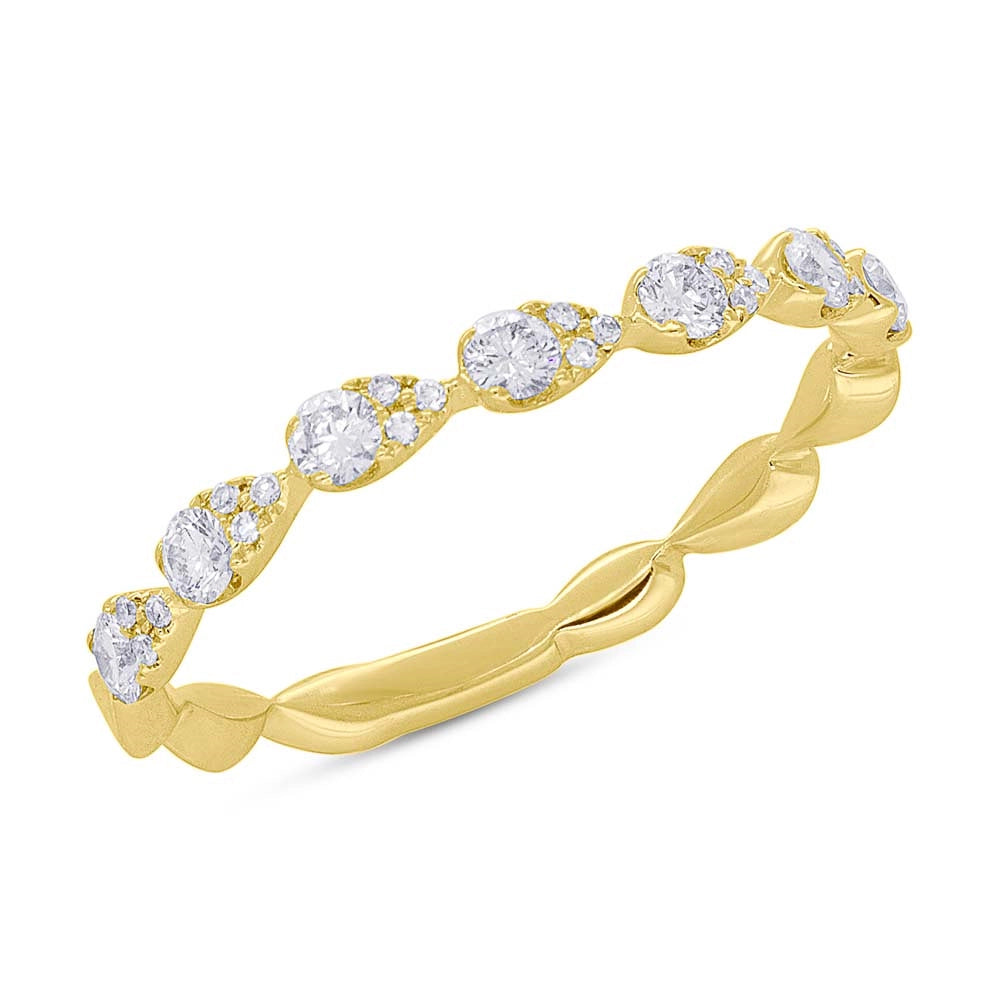 14K Yellow Gold Diamond Band, Horizontal Pear Shaped