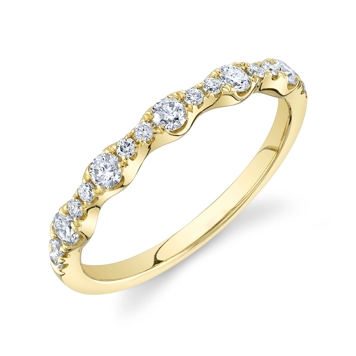 14K Yellow Gold Diamond Band, Prong Set Rounds