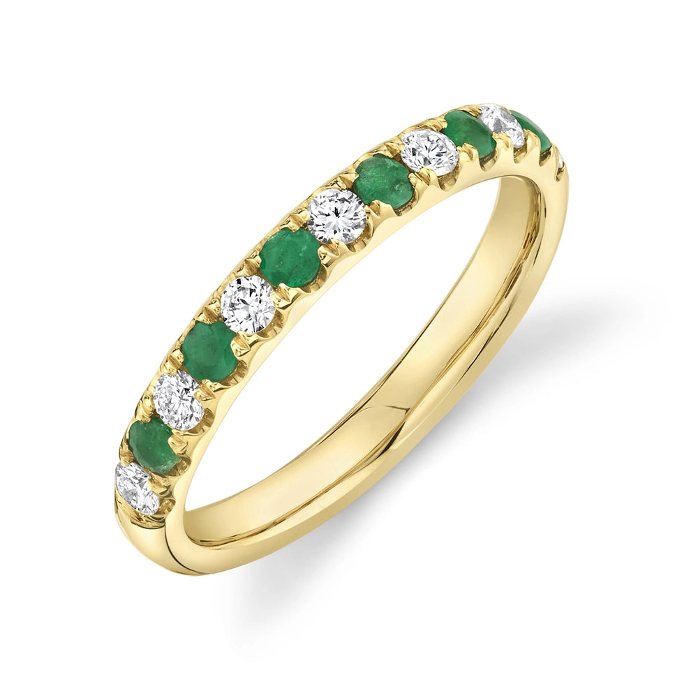 14K Yellow Gold Diamond & Emerald Band