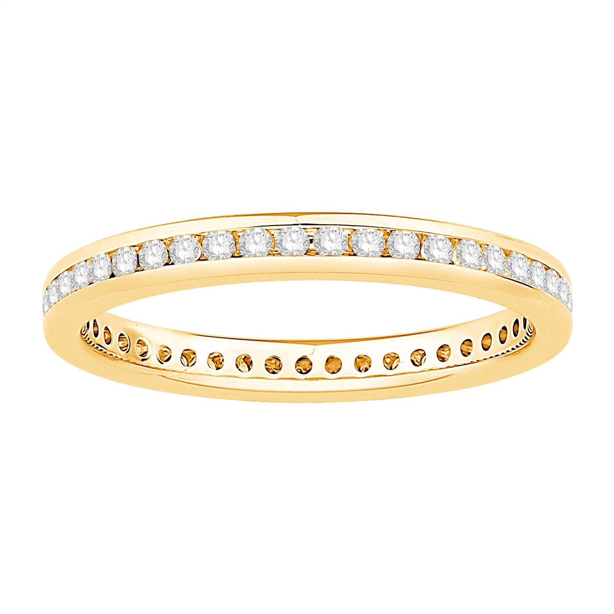 14K Yellow Gold Diamond Eternity Wedding Band, Channel Set