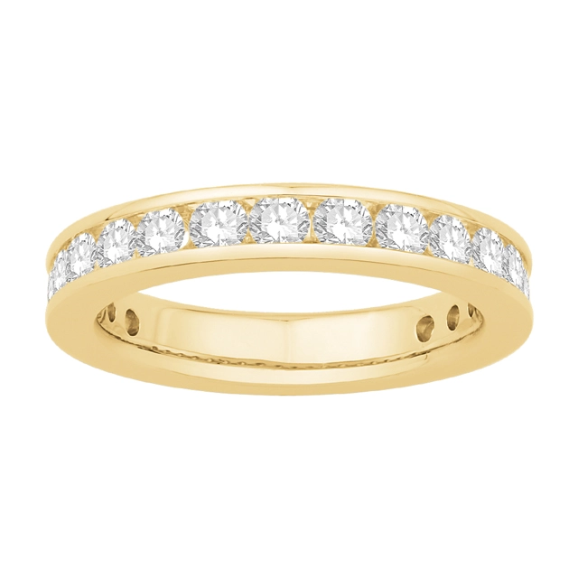 14K Yellow Gold Diamond Eternity Wedding Band, Channel Set