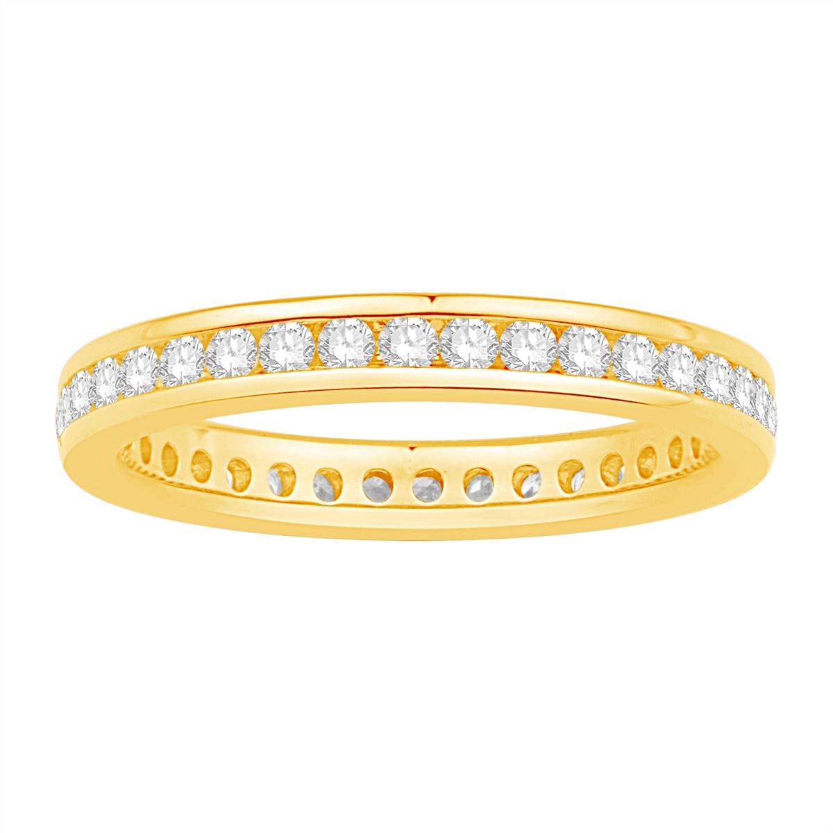 14K Yellow Gold Diamond Eternity Wedding Band, Channel Set