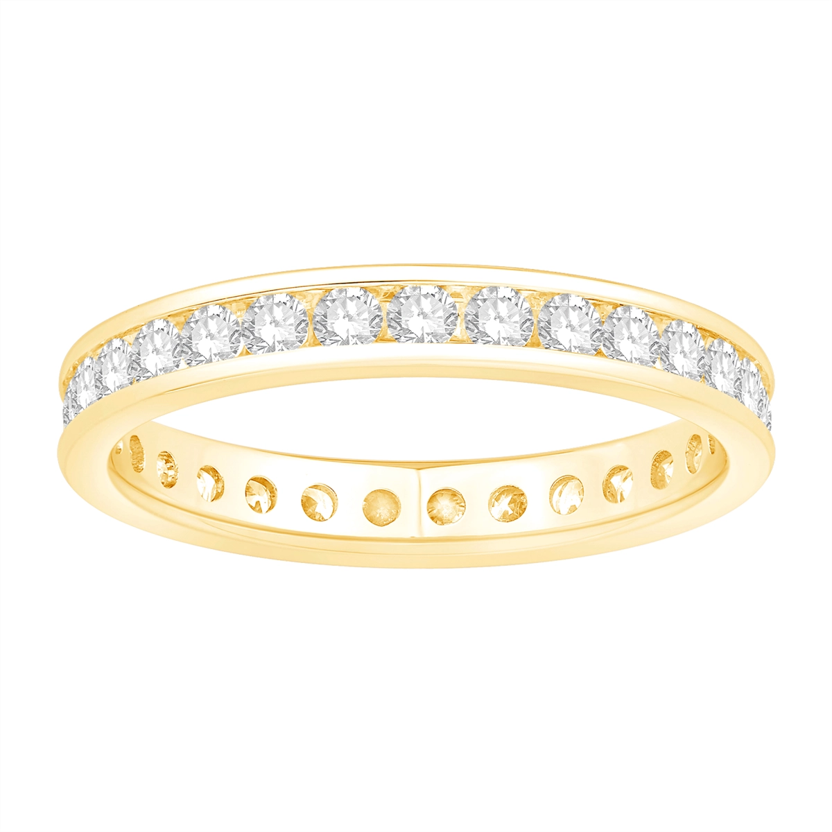 14K Yellow Gold Diamond Eternity Wedding Band, Channel Set