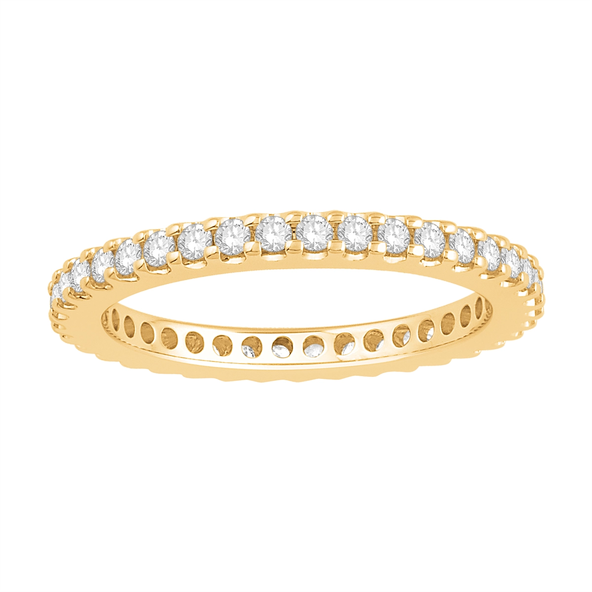 14K Yellow Gold Diamond Eternity Wedding Band, Prong Set