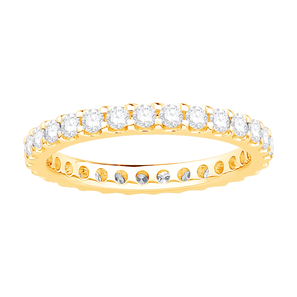 14K Yellow Gold Diamond Eternity Wedding Band, Prong Set