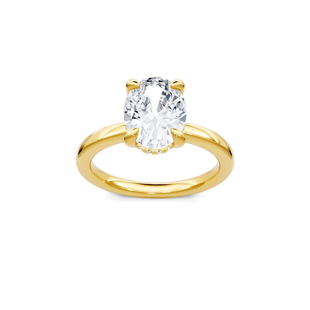 14K Yellow Gold Diamond Semi-mount with Hidden Halo