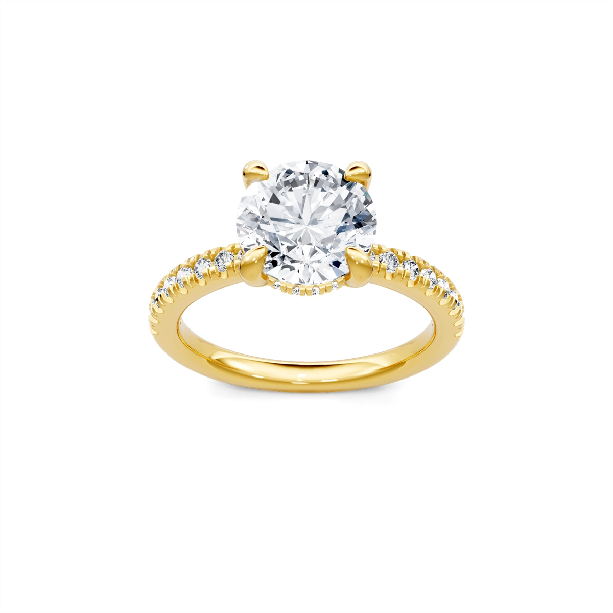 14K Yellow Gold Diamond Semi-mount with Hidden Halo