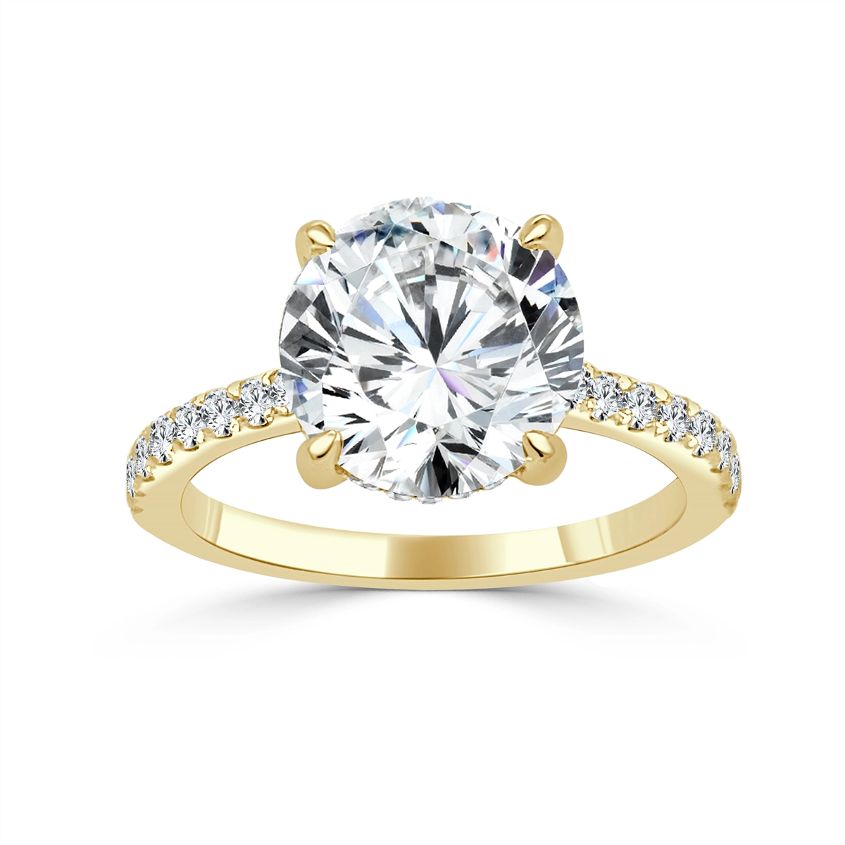 14K Yellow Gold Diamond Semi-mount with Hidden Halo