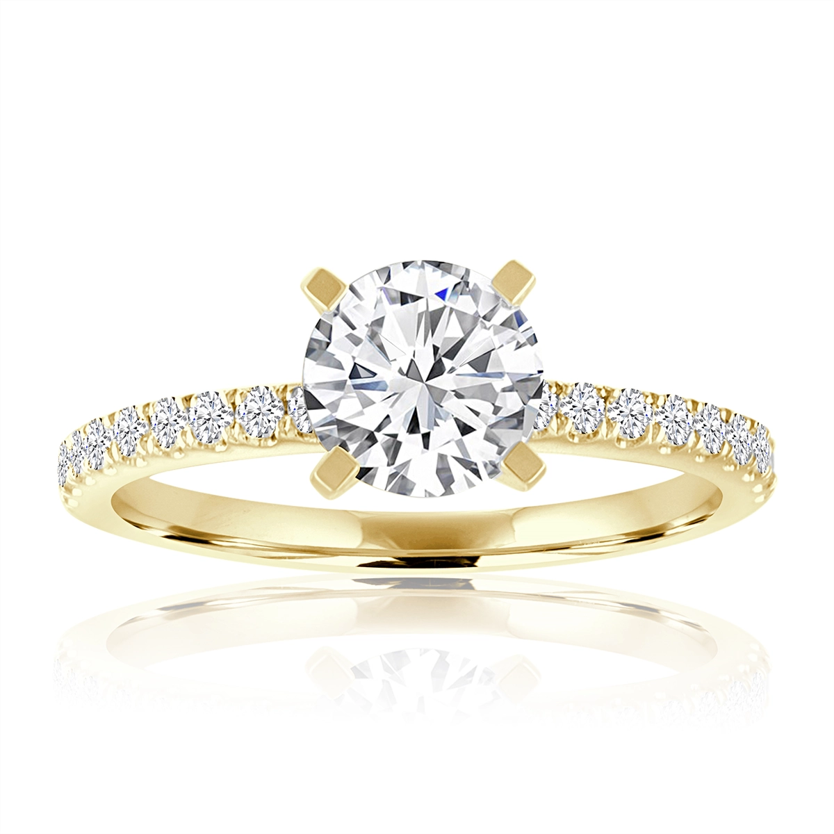 14K Yellow Gold Diamond Semi-mount with Round Head