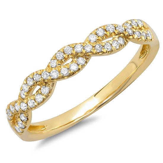 14K Yellow Gold Diamond Twist Band