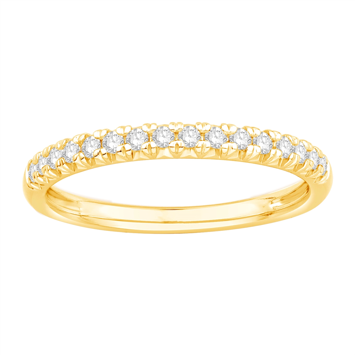 14K Yellow Gold Diamond Wedding Band, Prong Set