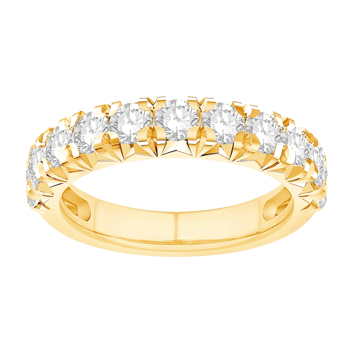 14K Yellow Gold Diamond Wedding Band, Prong Set