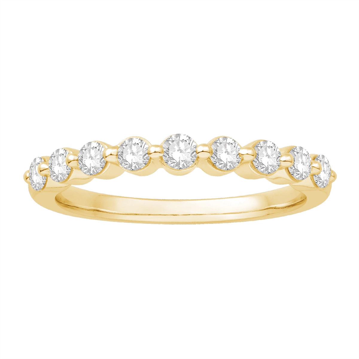 14K Yellow Gold Diamond Wedding Band, Prong Set