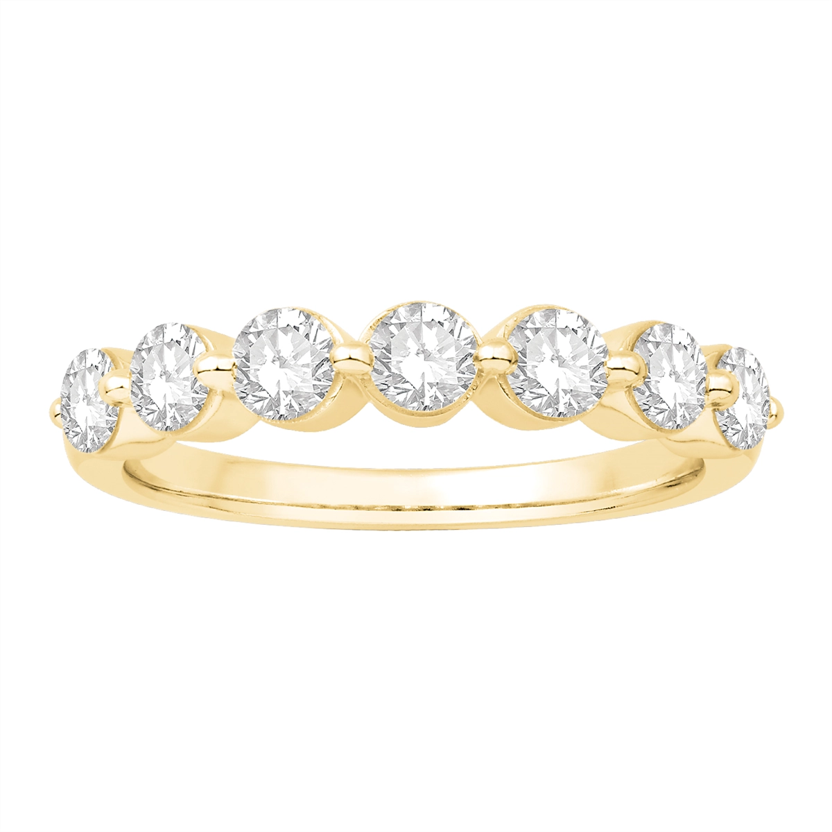 14K Yellow Gold Diamond Wedding Band, Prong Set