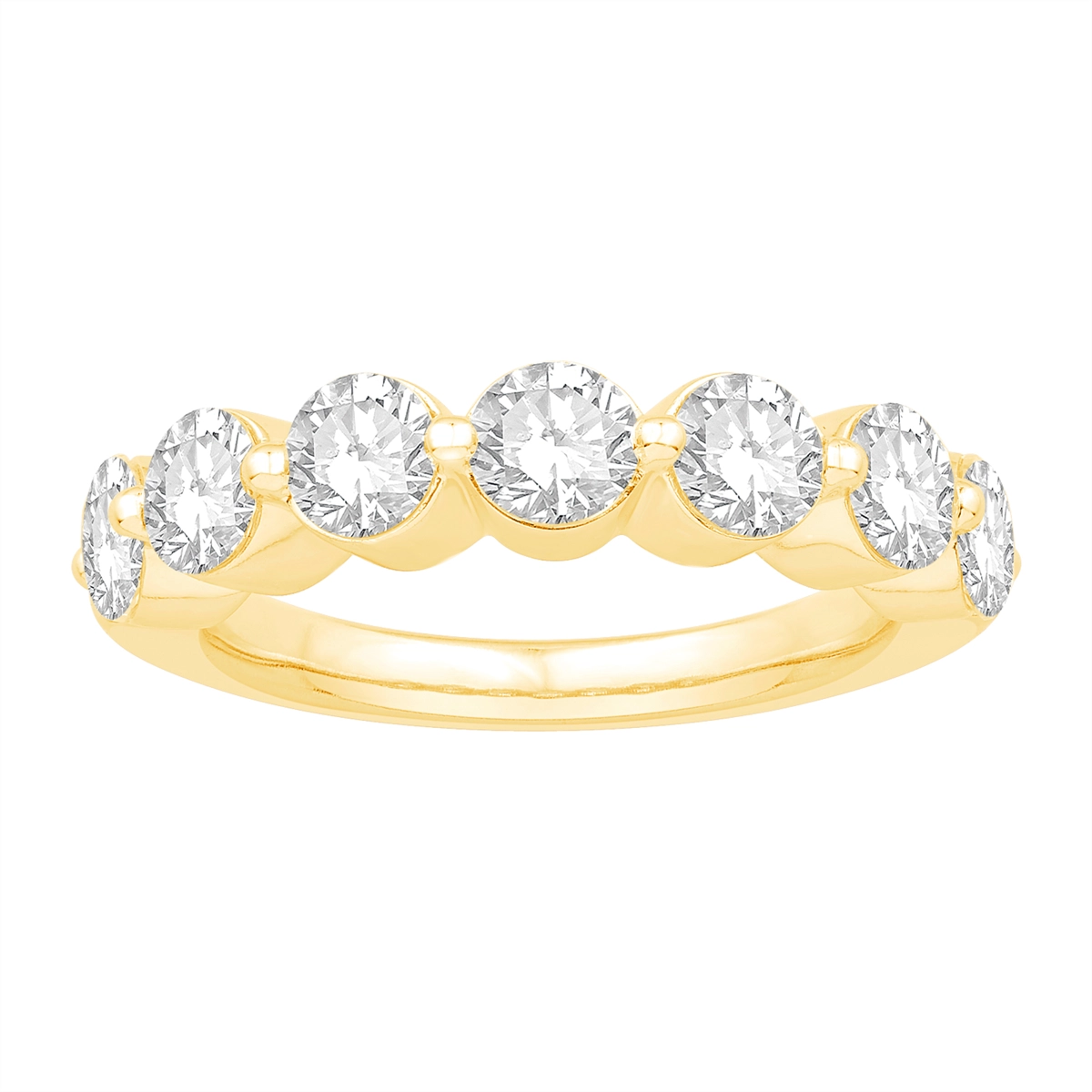 14K Yellow Gold Diamond Wedding Band, Prong Set