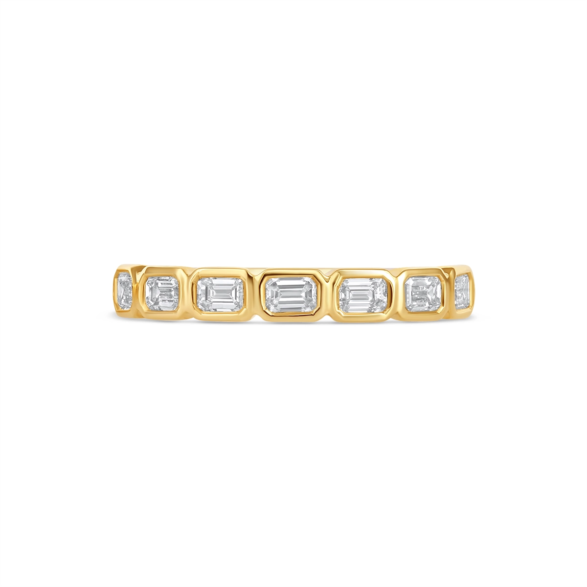 14K Yellow Gold Emerald Cut Diamond Bezel Band