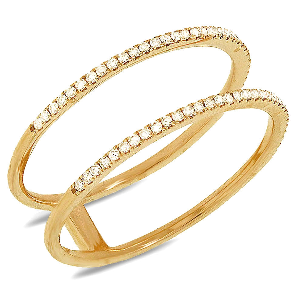 14K Yellow Gold Split Diamond Ring