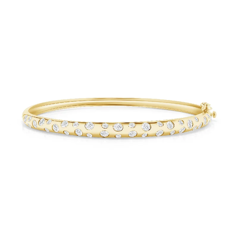 14K YG Round Diamond Gypsy Bangle